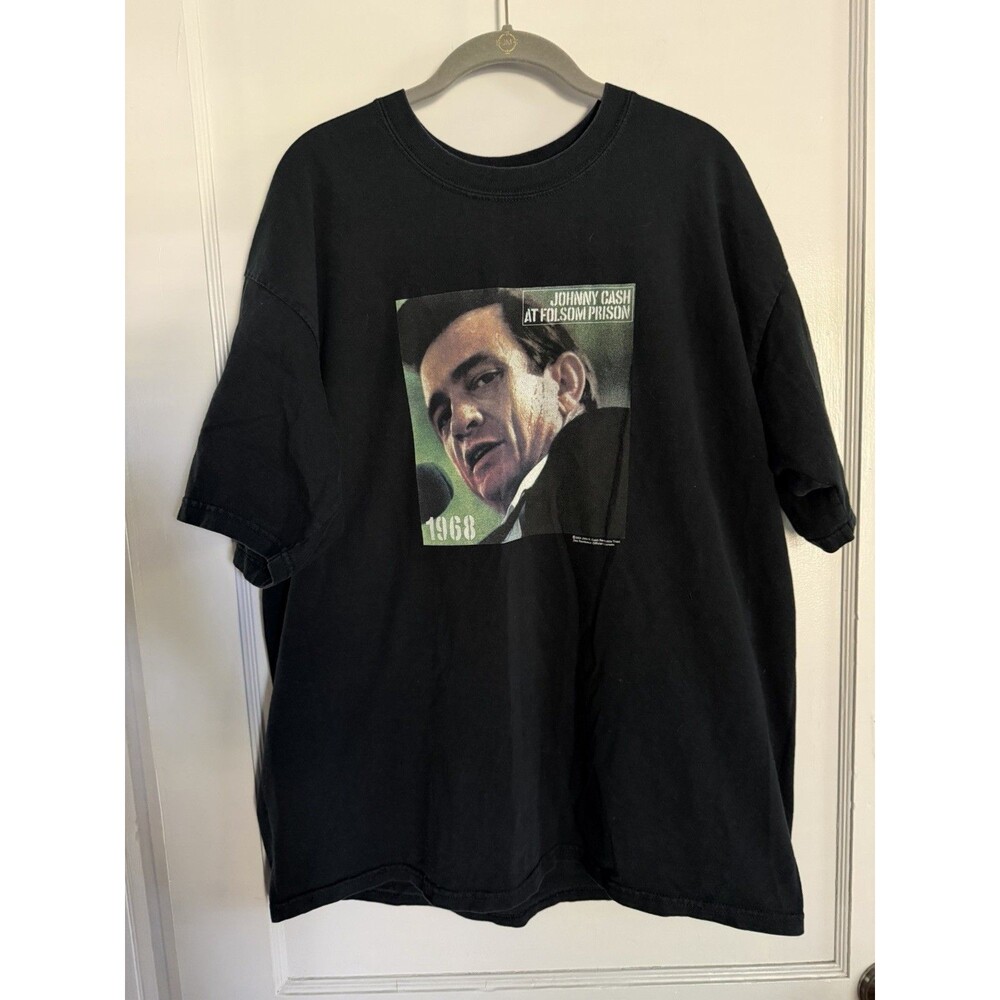 Vintage 2004 Johnny Cash At Folsom Prison T Shirt Size XL Zion Rootswear Black